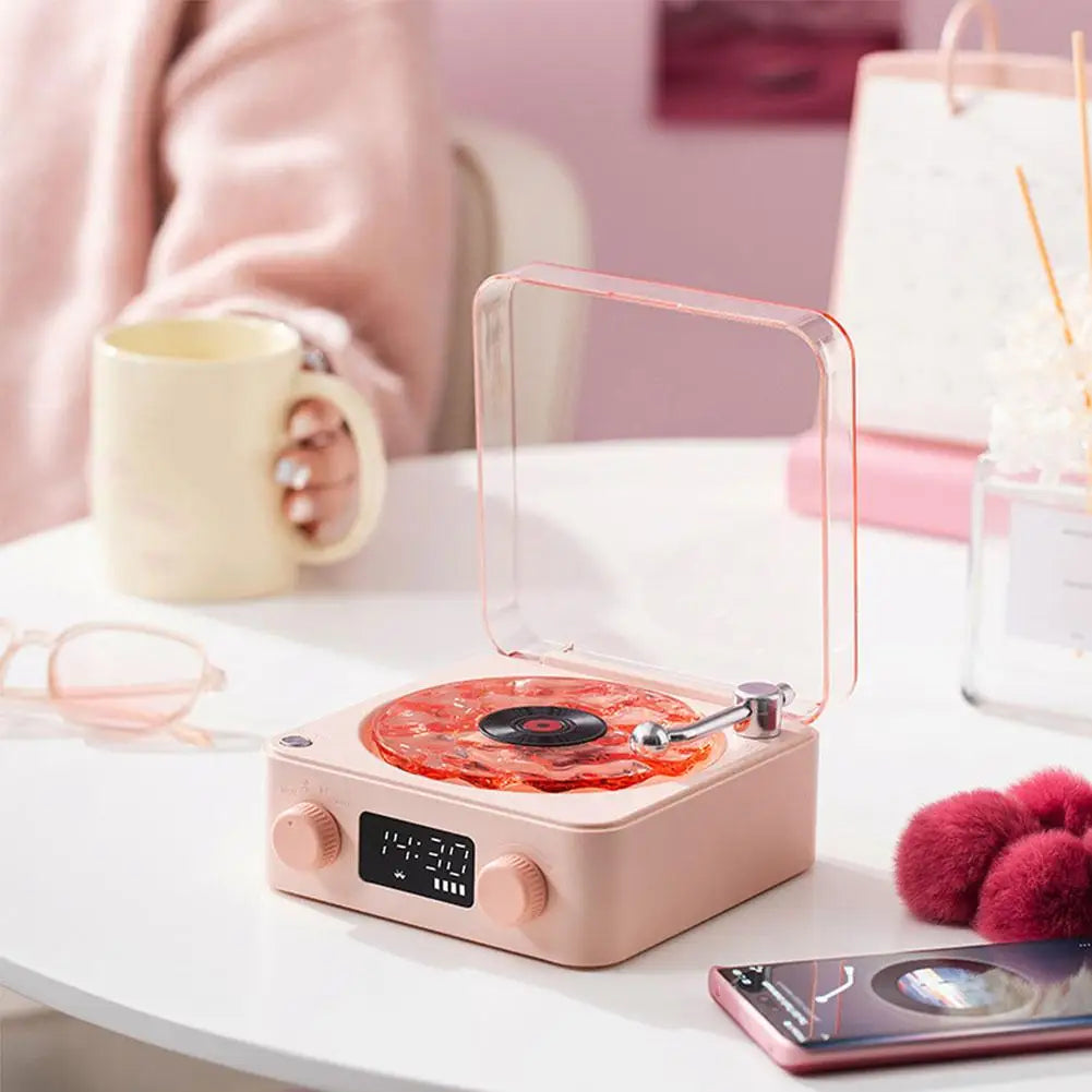 Wireless Portable the Vinyl Player Mini Portable Retro Sleep Aid Speakers Adjustable RGB Lights for Bedroom Office