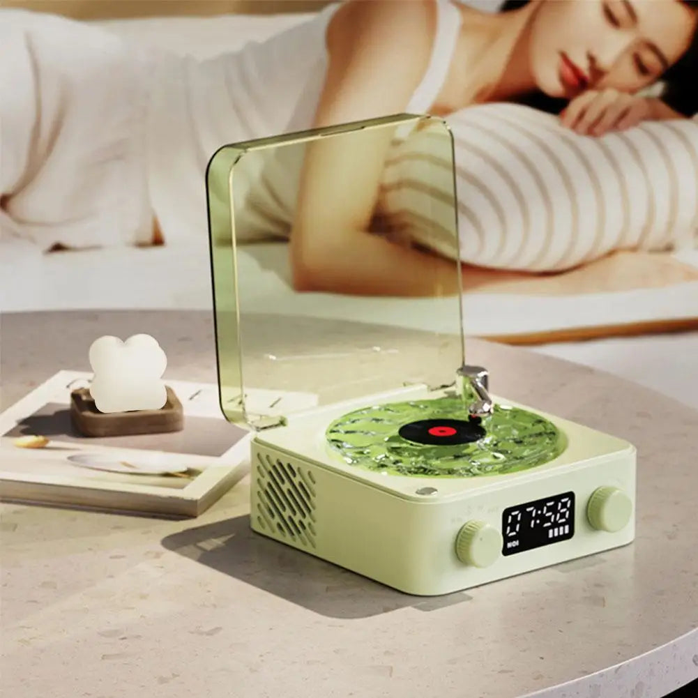 Wireless Portable the Vinyl Player Mini Portable Retro Sleep Aid Speakers Adjustable RGB Lights for Bedroom Office
