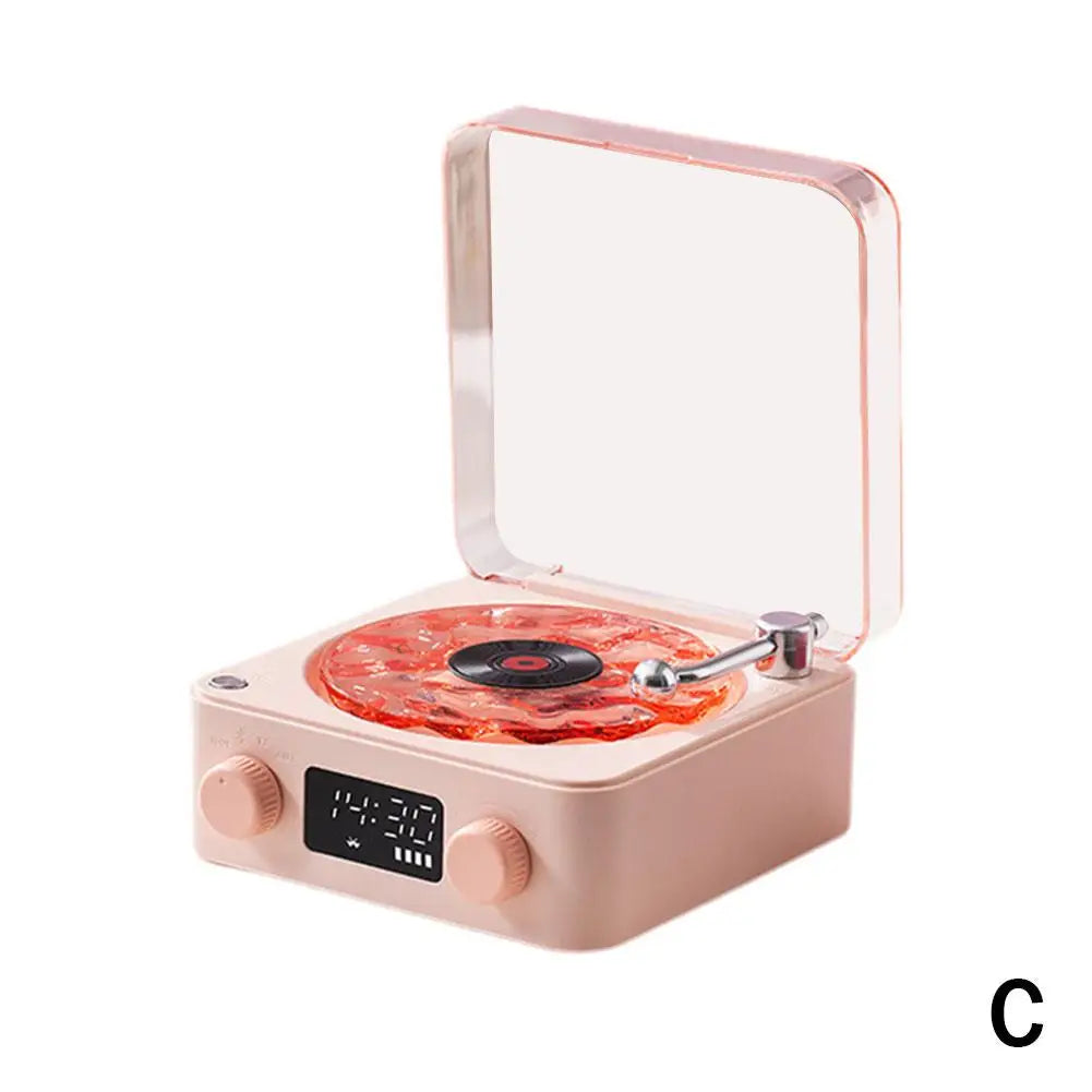 Wireless Portable the Vinyl Player Mini Portable Retro Sleep Aid Speakers Adjustable RGB Lights for Bedroom Office